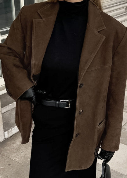 Luvik | Sametti keinoturkki takki retro-kääntökauluksella