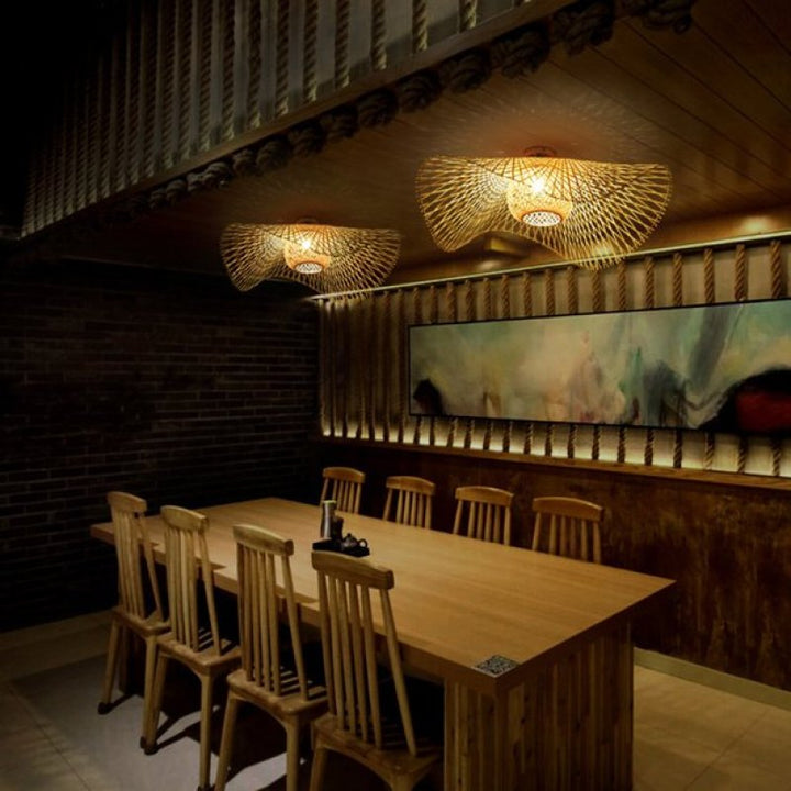 Luvikno | MutoCraft Pendel - Elegant Rattan Hengelys i Japansk Stil
