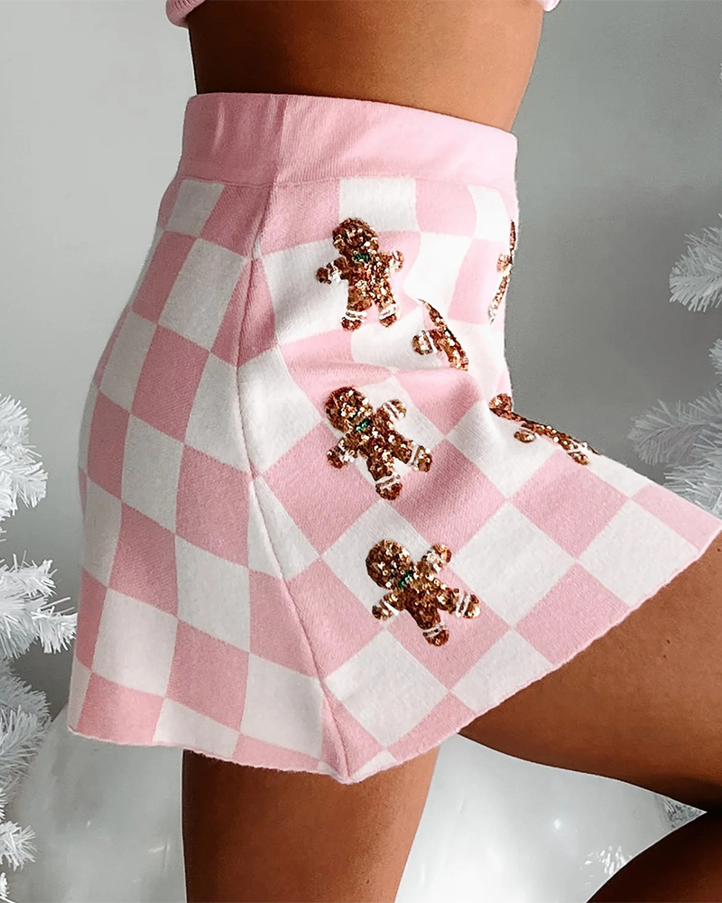 Luvik | Joulunpistekuvio Neulepusero Lyhyt Hame Puku