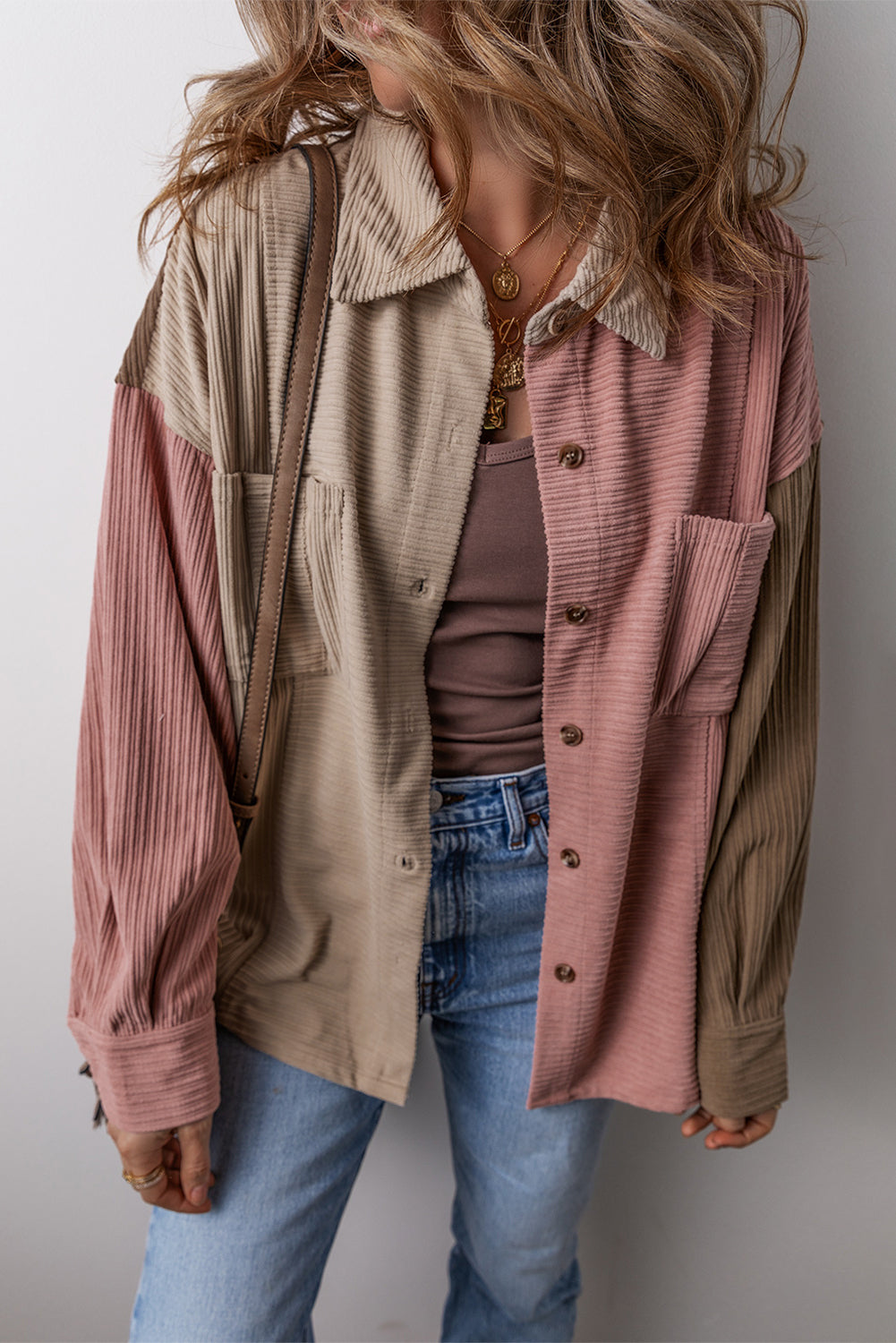 Luvik | Veste en corduroy color block pour femmes