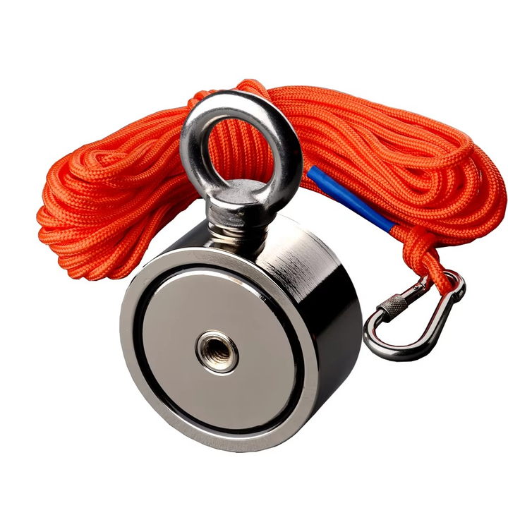 Dual Strength Fishing Magnet Kit - N52 Neodymium 80/120KG Kraft med 10m Tau Luvikno