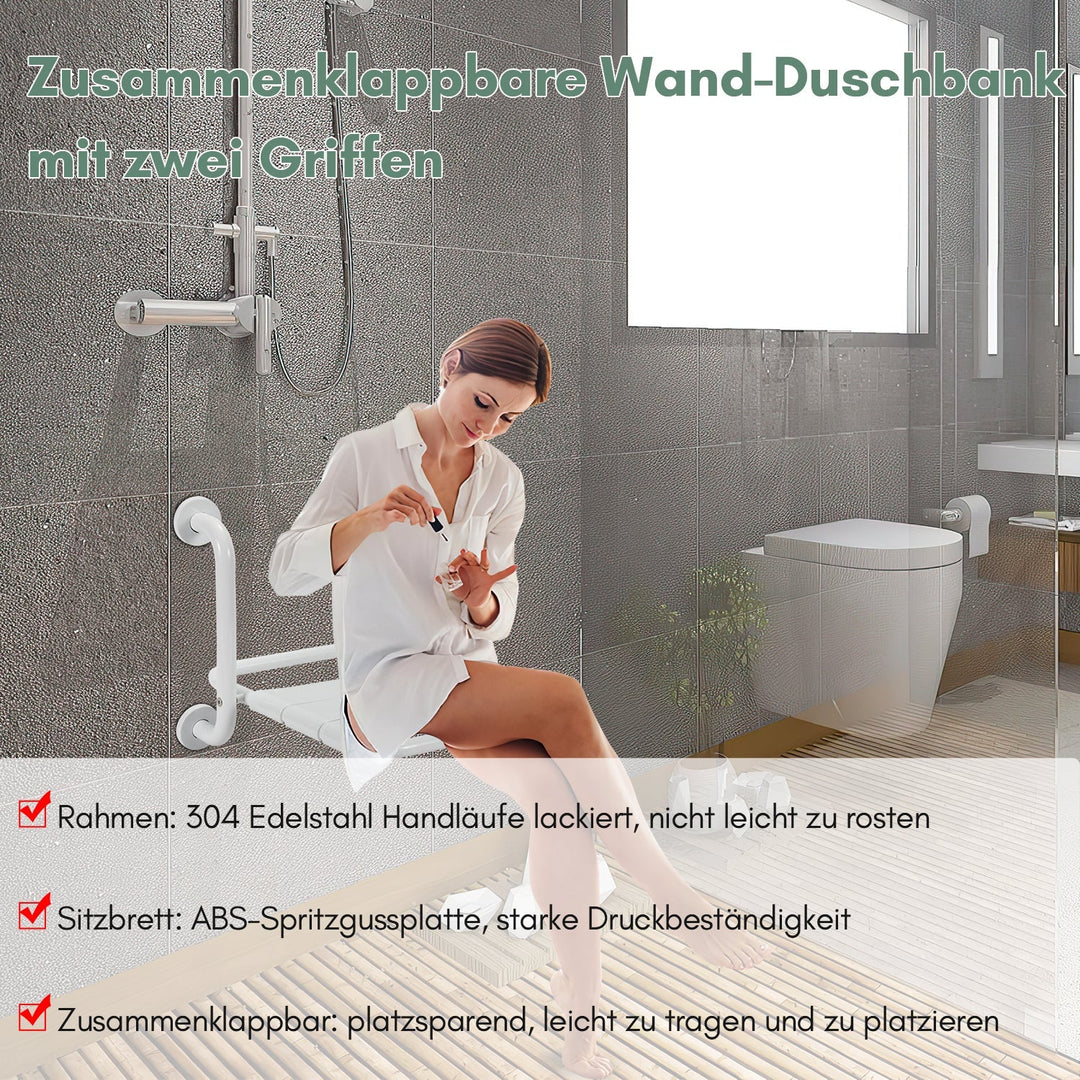 Foldbar dusjsete med armlener veggmontert | Luvikno