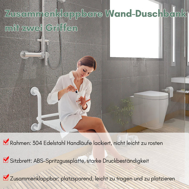Foldbar dusjsete med armlener veggmontert | Luvikno