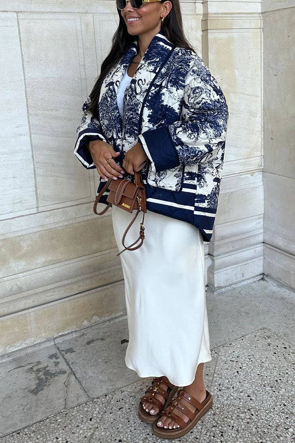 Luvik | Songs Posliinitiiviste Painettu Kassi Pehmustettu Puuvilla Kimono Takki