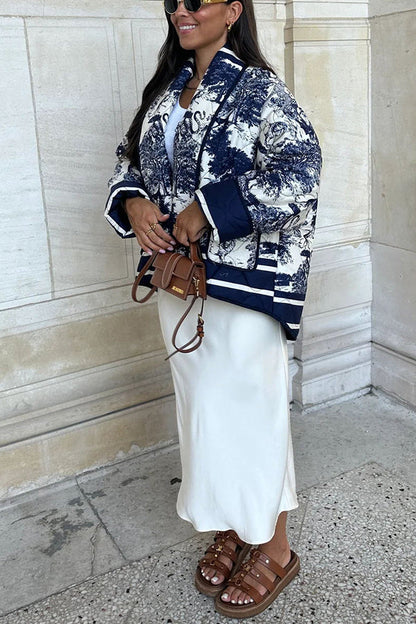 Luvik | Songs Posliinitiiviste Painettu Kassi Pehmustettu Puuvilla Kimono Takki