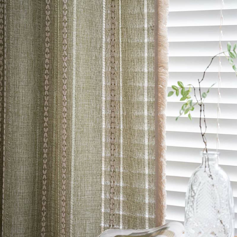 Enkel Stripe Hollow-out Semi-skygge Tussel Gardin | Luvikno