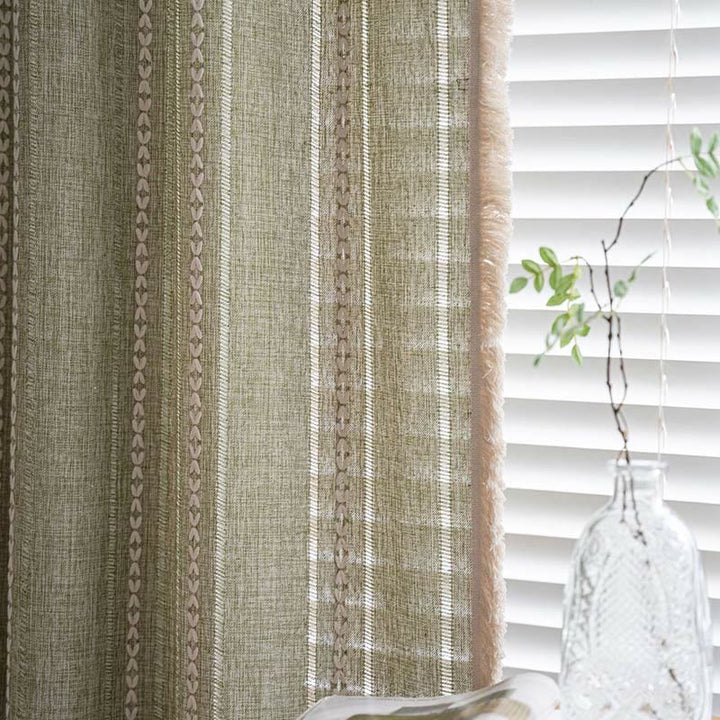 Enkel Stripe Hollow-out Semi-skygge Tussel Gardin | Luvikno