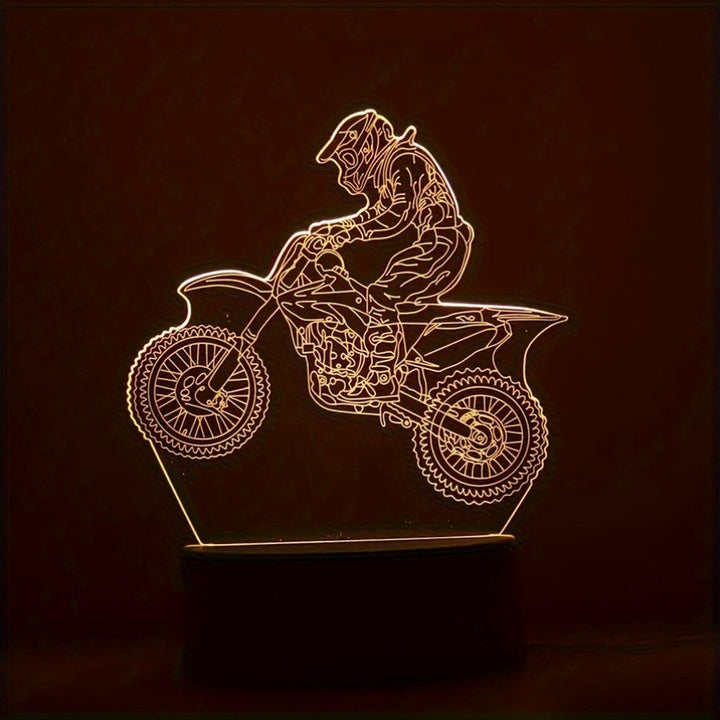 MotoLamp - 3D LED Nattlampe Motocross Tema Luvikno