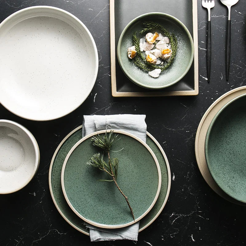 Keramisk middagstallerken Elegant western servise for biff og salater | Luvikno