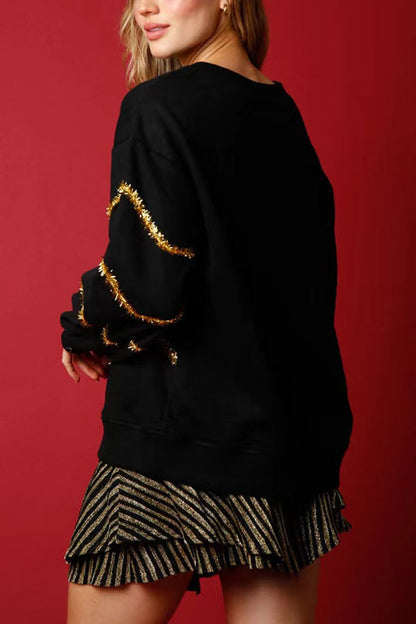 Luvik | Joulukuusi paljetit pitkähihaine rento collegepaita