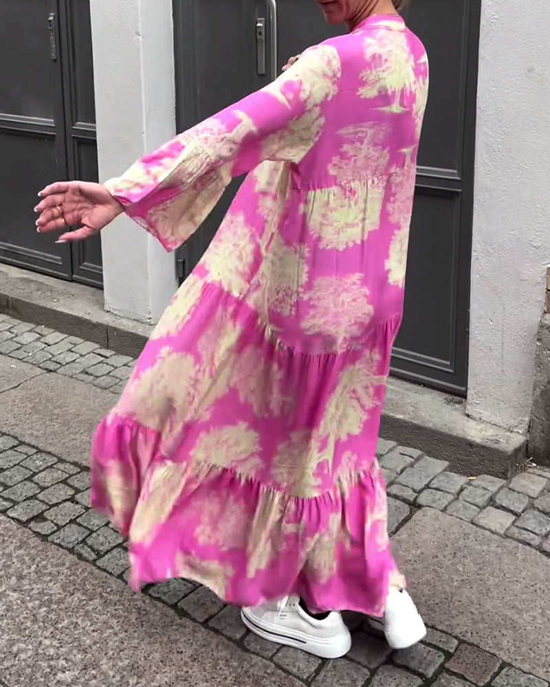 Luvik | Flair Pitkä mekko, jossa on heilahtelu ja printti