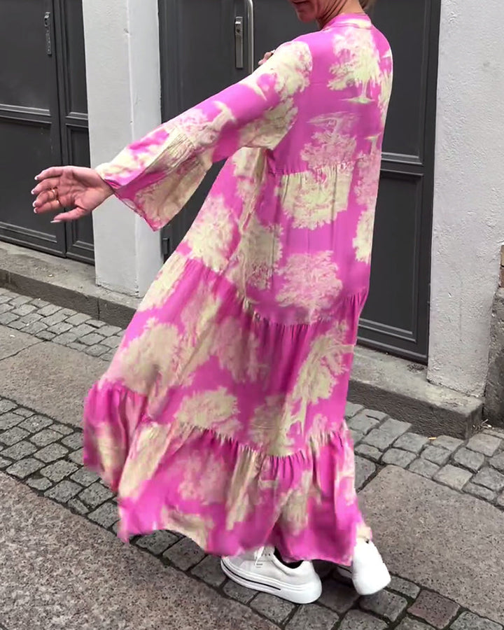 Luvik | Flair Pitkä mekko, jossa on heilahtelu ja printti