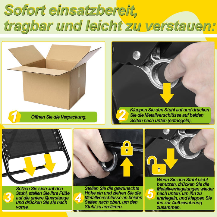 Solstol Sammenleggbar Dekk Stol opptil 200kg | Luvikno