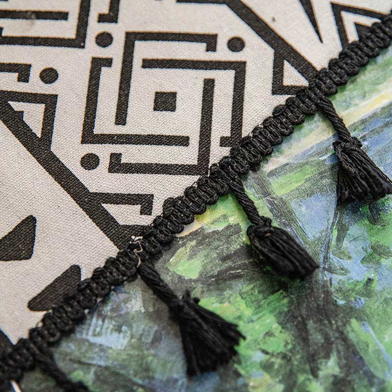 Geometriske Frynse Gardiner Semi Mørklegging Draper i Bomullsblanding | Luvikno