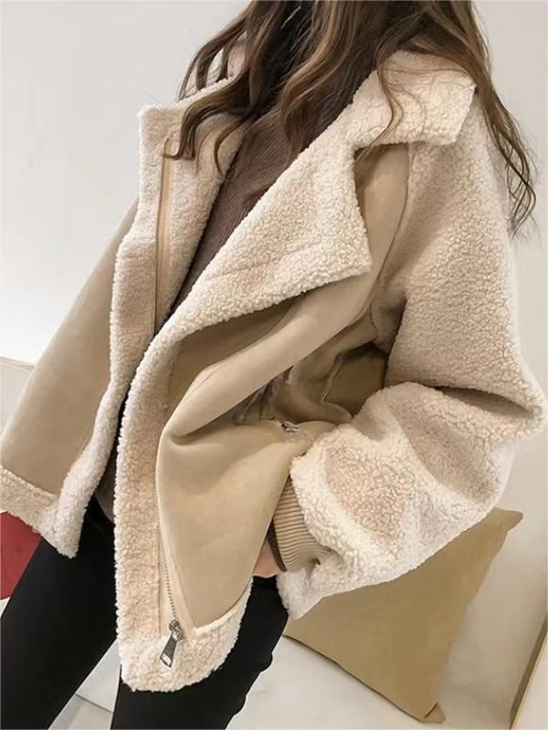 Luvik | Ylipitkä Vegaaninen Tekoturkki Nupukkinahk takki Läppäkollarilla