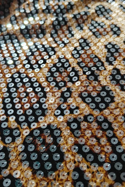 Luvik | Kimallleopardi-printti baseball-lyhyt takki