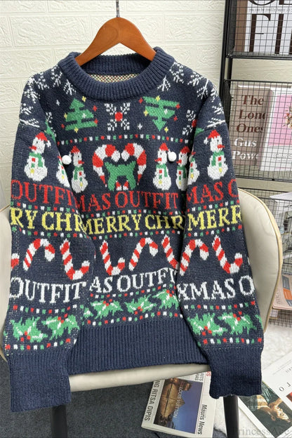 Luvik | Joulukontrast Pyöreä Kaula Loose Pitkät Hihat Neule