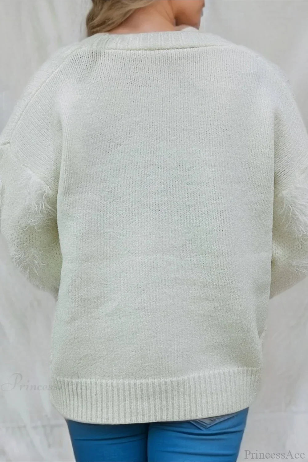 Luvik | Joulua Minkki Fleece 3D Reunus Yksi nappi Cardigan Villapaita