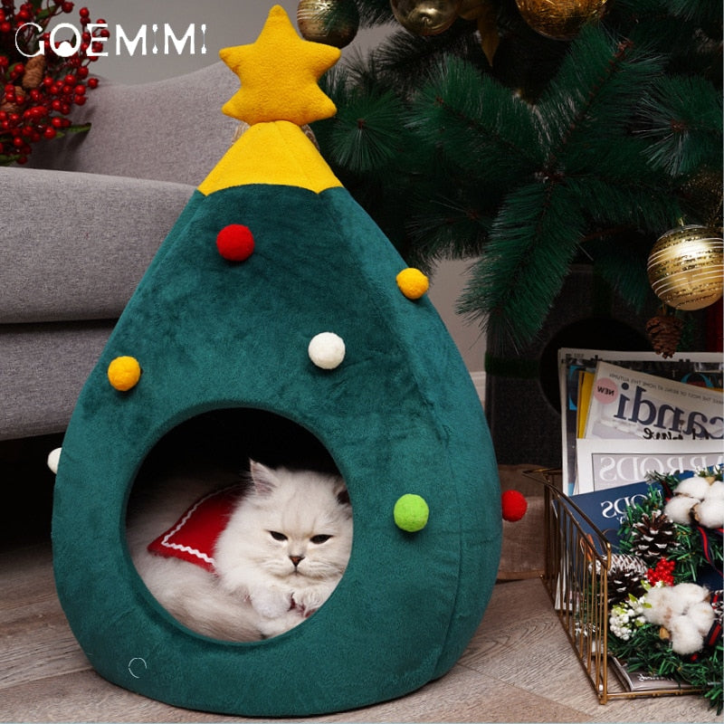 Christmas Tree Cat Bed - FestivePurr Luvikno