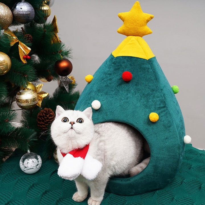 Christmas Tree Cat Bed - FestivePurr Luvikno