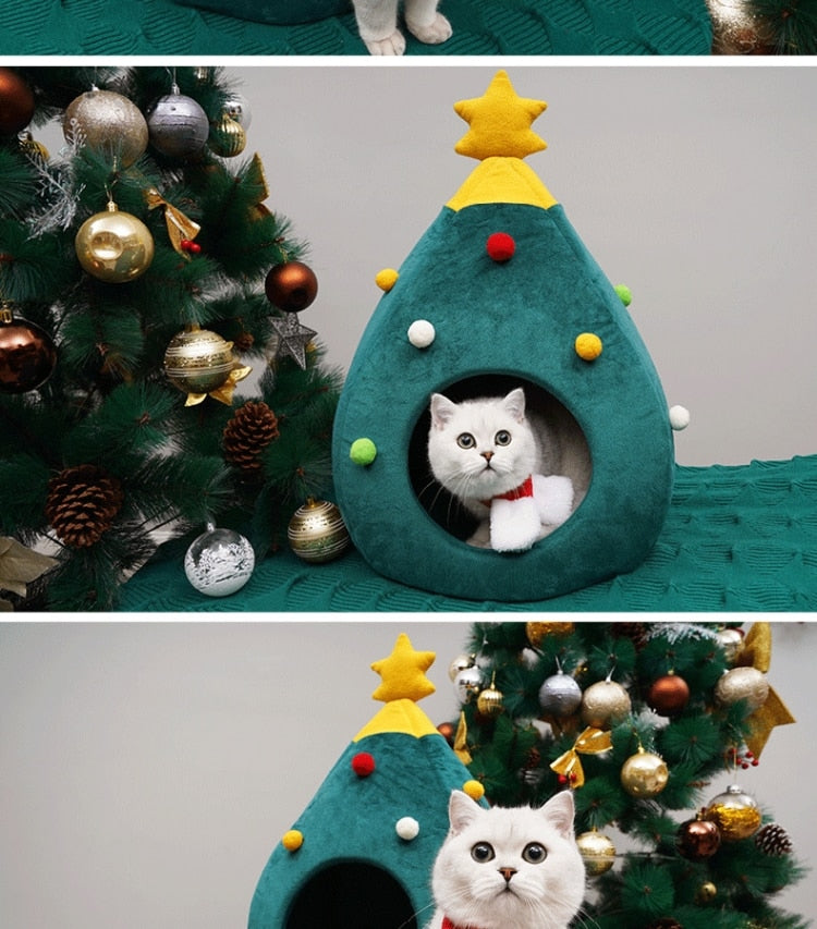 Christmas Tree Cat Bed - FestivePurr Luvikno