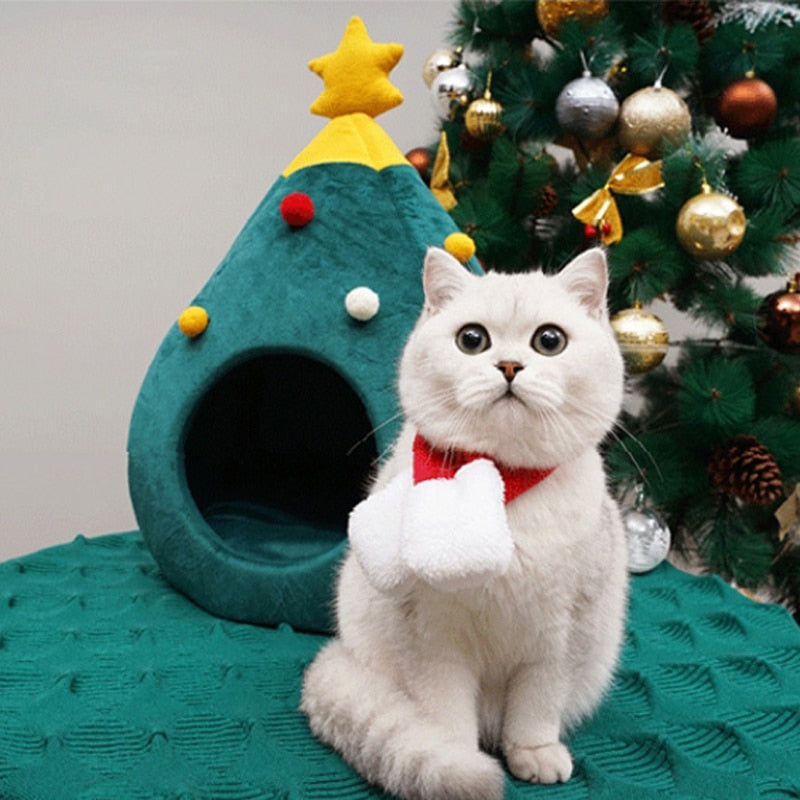 Christmas Tree Cat Bed - FestivePurr Luvikno