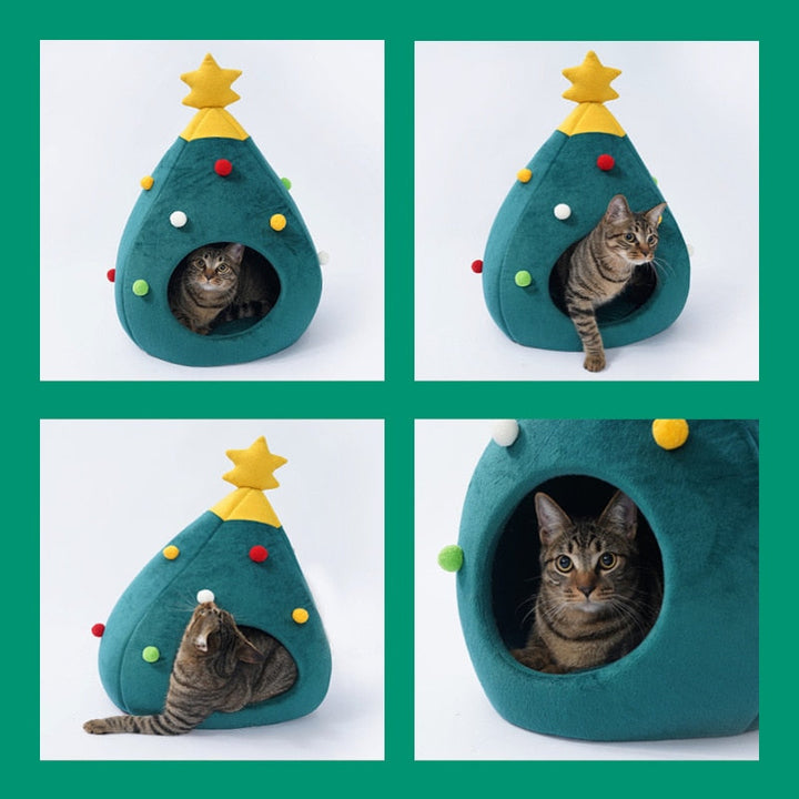 Christmas Tree Cat Bed - FestivePurr Luvikno