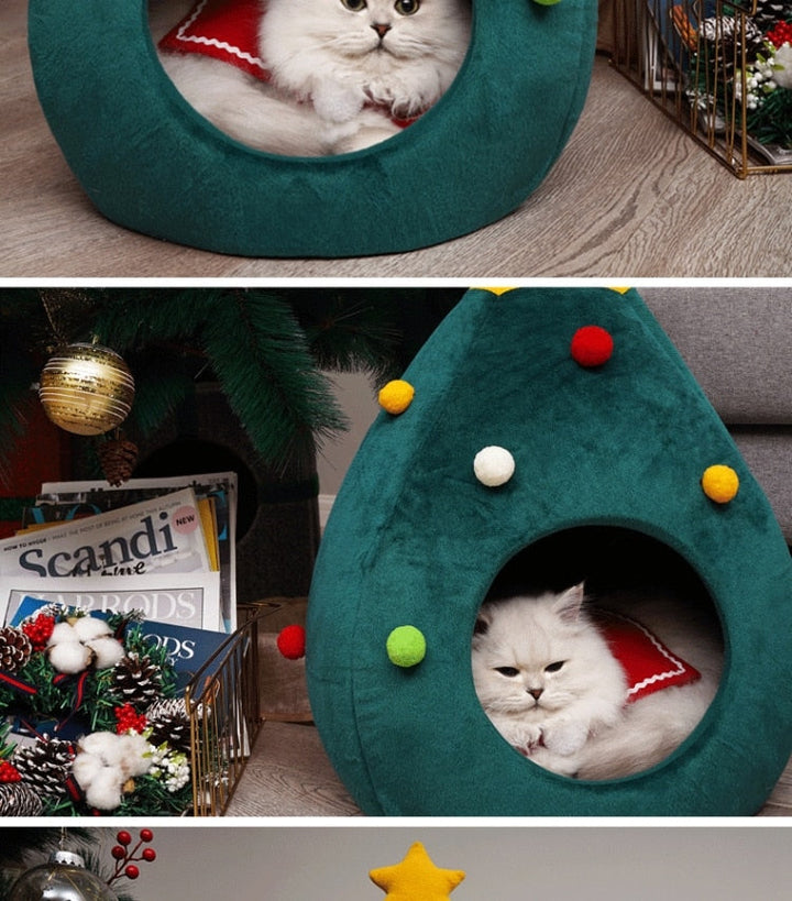 Christmas Tree Cat Bed - FestivePurr Luvikno