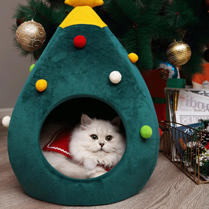 Christmas Tree Cat Bed - FestivePurr Luvikno