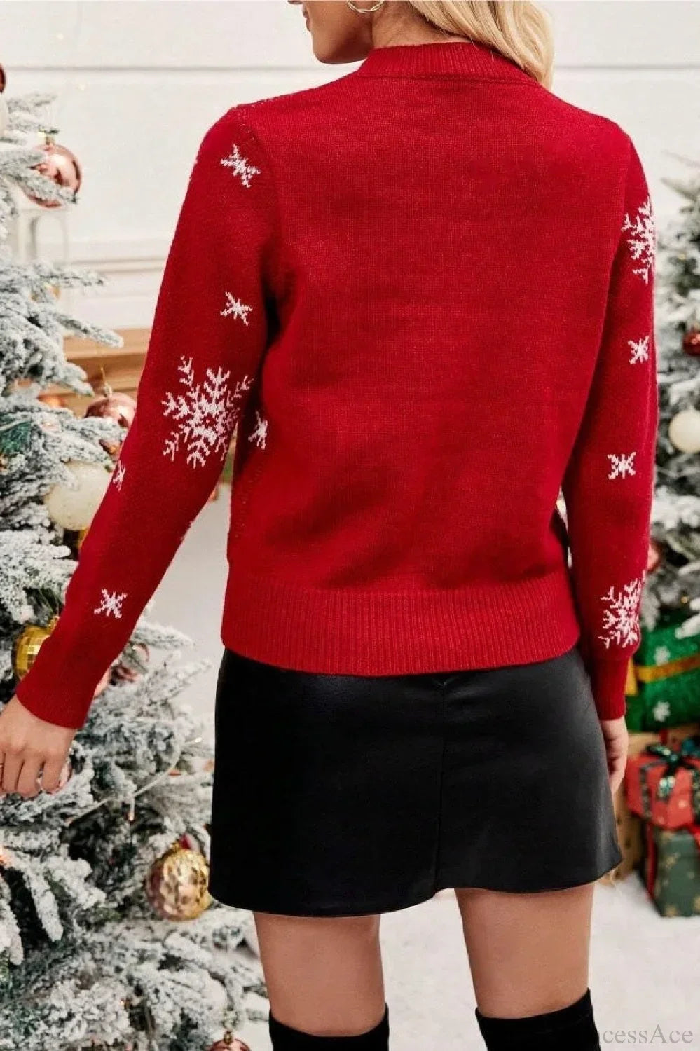 Luvik | Joulukuusi Lumihiutale Pyöreä Kaula Neule