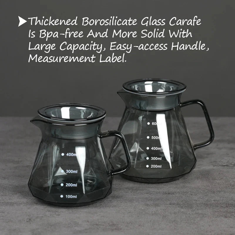 Clear Glass Range Kaffe Server For Pour Over Kaffe og Te Kanne | Luvikno