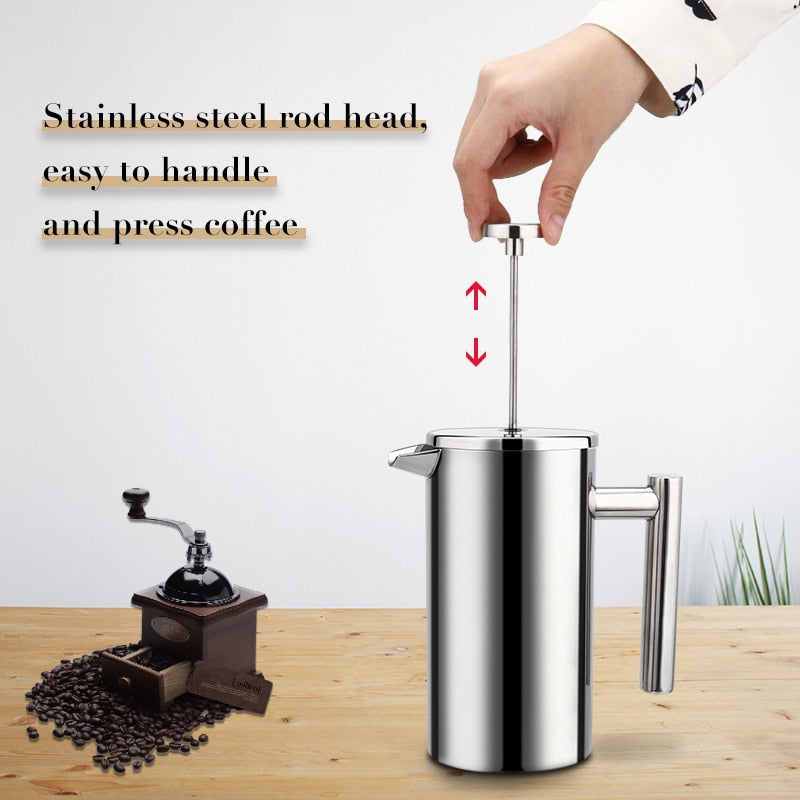 Kaffetrakter Fransk Presse Rustfritt Stål Espresso Kaffe Maskin | Luvikno