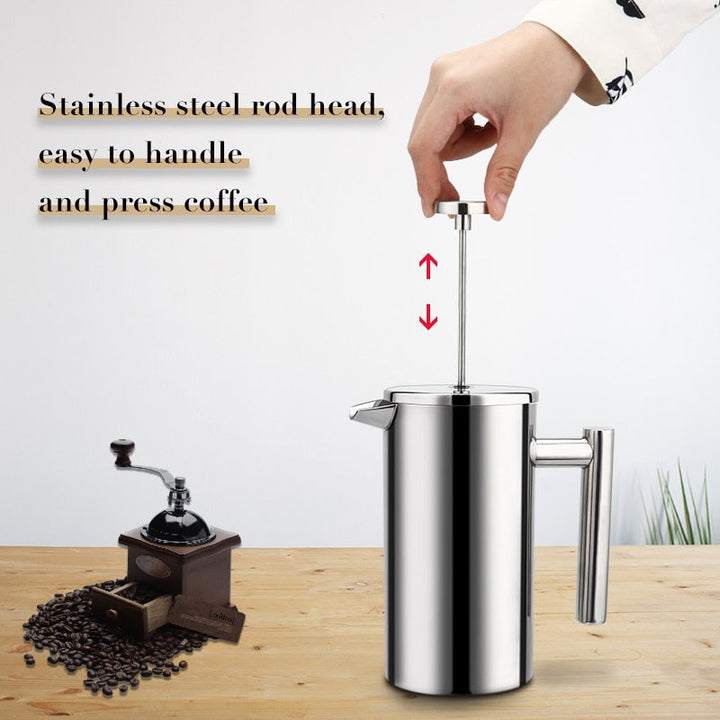 Kaffetrakter Fransk Presse Rustfritt Stål Espresso Kaffe Maskin | Luvikno