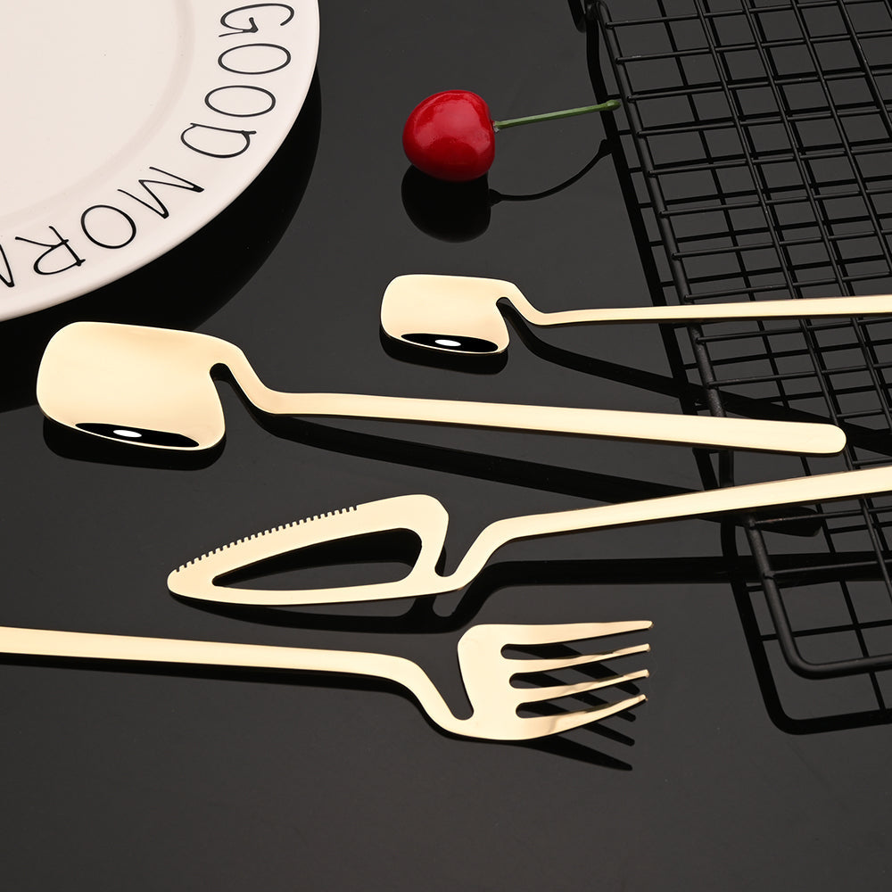 Fargerik bestikk sett kniv gaffel teskje middag servise | Luvikno