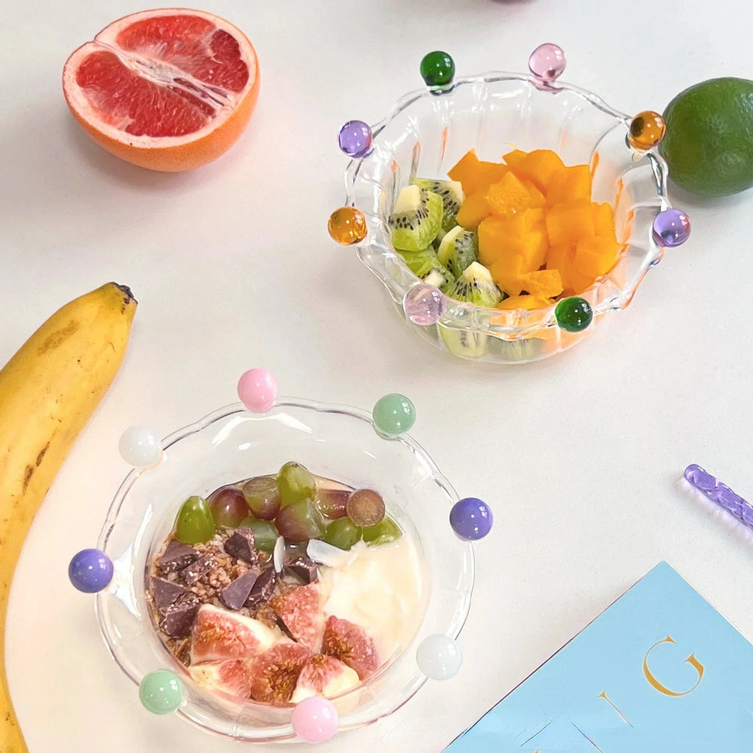 Fargerik Kroneformet Dessertskål - Miljøvennlig Glassdesign | Luvikno