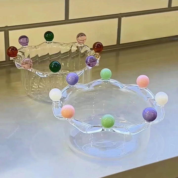 Fargerik Kroneformet Dessertskål - Miljøvennlig Glassdesign | Luvikno