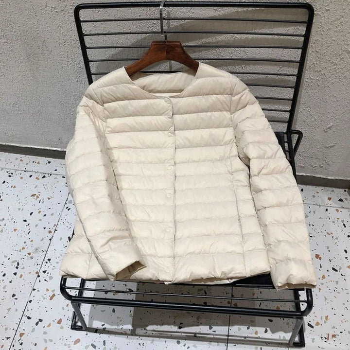 Luvik | Pyöreä Kaula-aukko Alas-takki C4B-DJ01 Ohut Slim-fit Kaulukseton Pitkähihainen Lyhyt Takki