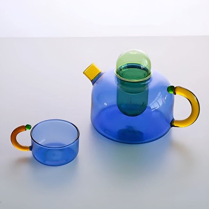 Transparent Teapot & Cups – Stylish Set in Contrasterende Farger | Luvikno