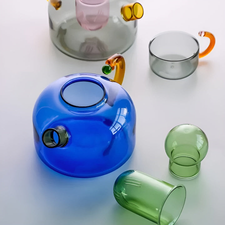 Transparent Teapot & Cups – Stylish Set in Contrasterende Farger | Luvikno