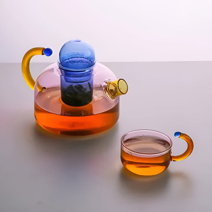 Transparent Teapot & Cups – Stylish Set in Contrasterende Farger | Luvikno