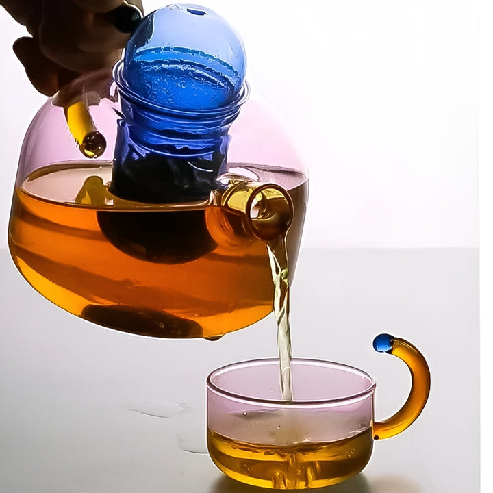 Transparent Teapot & Cups – Stylish Set in Contrasterende Farger | Luvikno