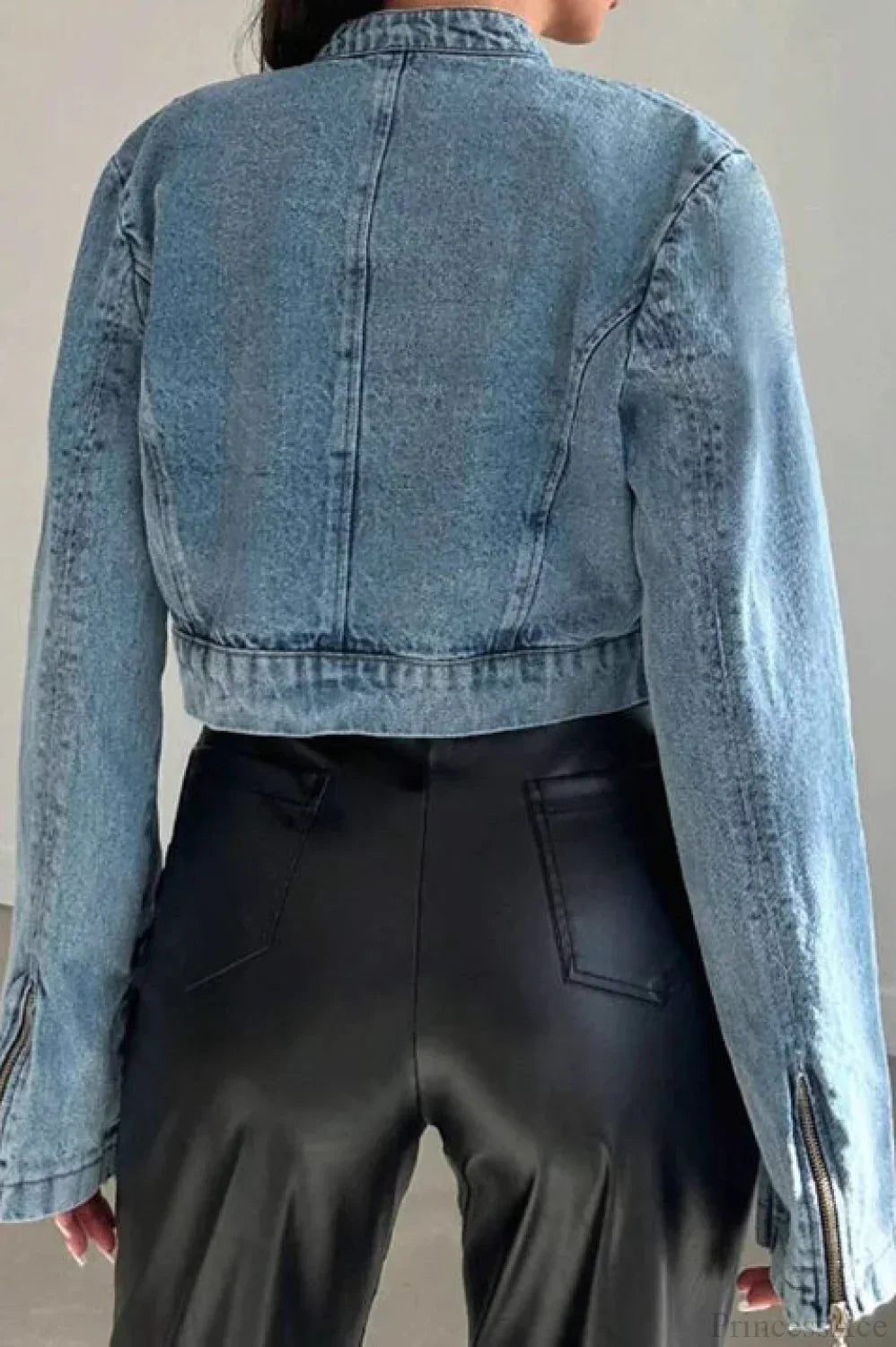 Luvik | Denim Glidelås Crop Jakke