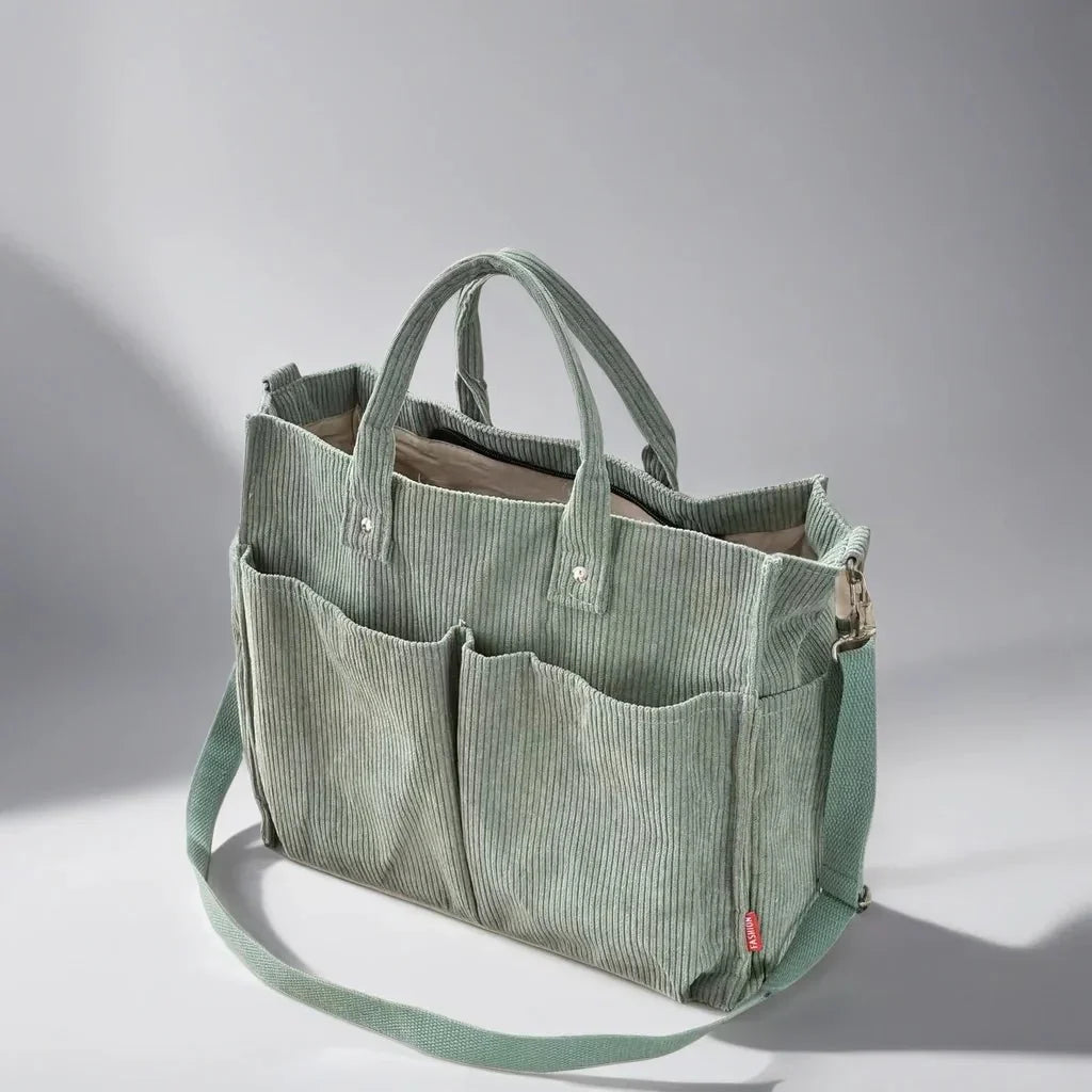 Cord Skulderveske Dame Romslig og Solid for Skole og Arbeid | Luvikno