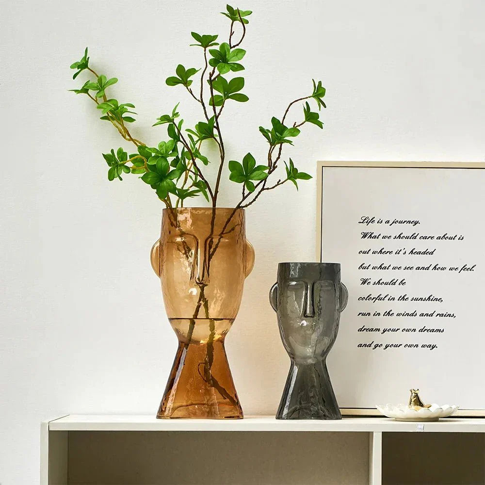 Kreativ Glass Hodeform Dekorativ Vase for Moderne Dekor | Luvikno