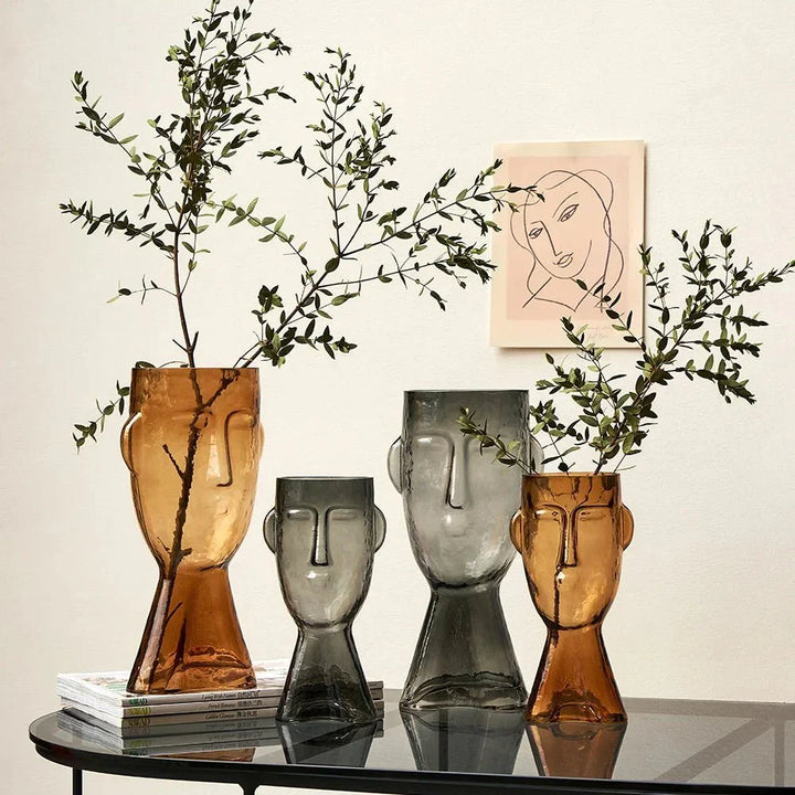Kreativ Glass Hodeform Dekorativ Vase for Moderne Dekor | Luvikno
