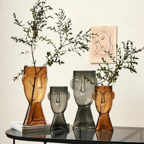 Kreativ Glass Hodeform Dekorativ Vase for Moderne Dekor | Luvikno