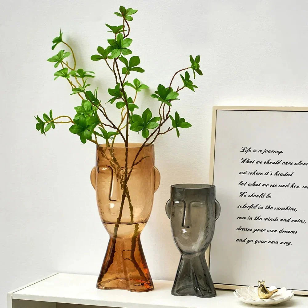 Kreativ Glass Hodeform Dekorativ Vase for Moderne Dekor | Luvikno