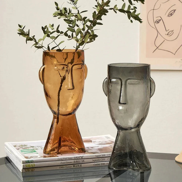 Kreativ Glass Hodeform Dekorativ Vase for Moderne Dekor | Luvikno