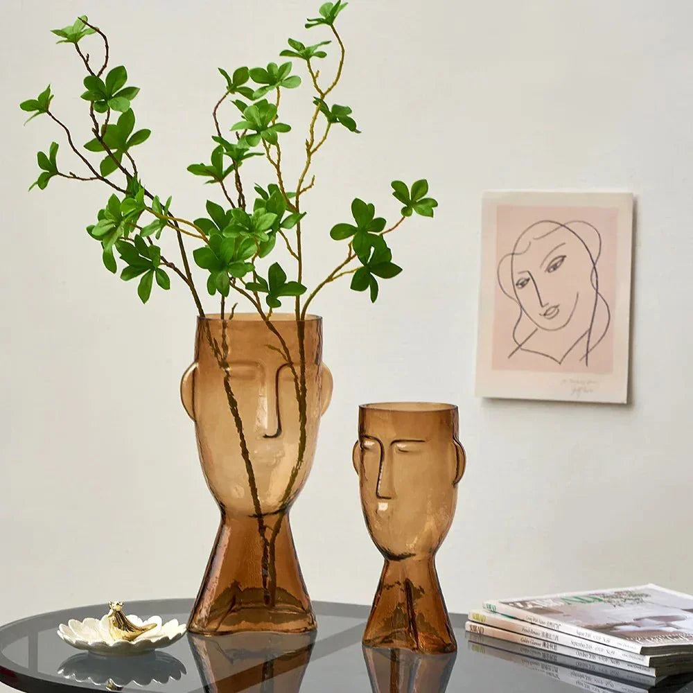 Kreativ Glass Hodeform Dekorativ Vase for Moderne Dekor | Luvikno