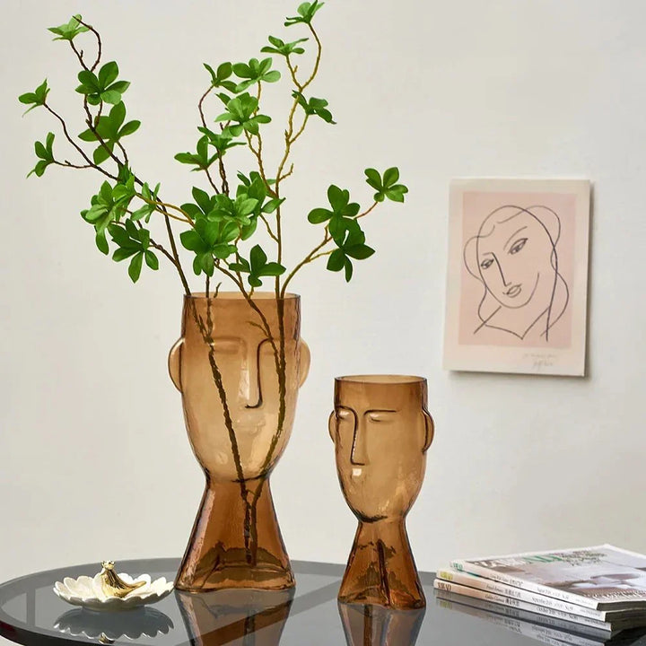Kreativ Glass Hodeform Dekorativ Vase for Moderne Dekor | Luvikno